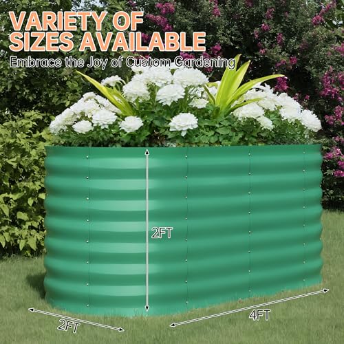 4x2x2ft Galvanized Raised Garden Bed Outdoor, 24" Tall Metal Planter Box for Flowers Herbs Vegetables, Rust-Resistant Raised Garden Beds for Gardening, Easy Assembly Outdoor Garden Box & Planters
