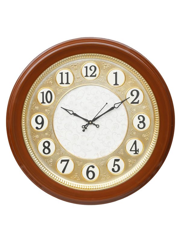 Image of CHRONIKLE Modern Stylish Non Ticking Silent Analog Round Plastic Wall Clock for Home, Living Room, Bedroom, Office, and Kitchen (Brown) (51 x 5 x 51 CM : Weight - 1780 Grm)