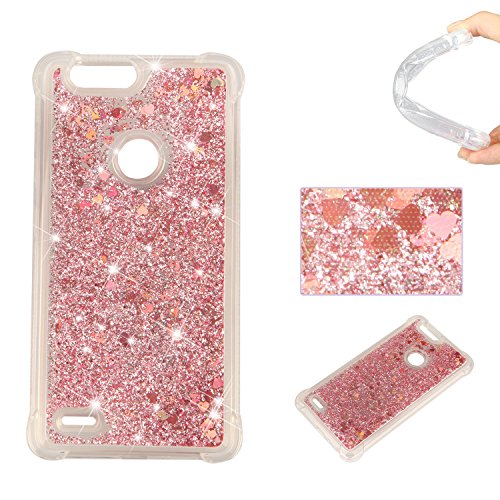 Urberry ZTE Blade Zmax Pro 2 Case, ZTE Sequoia Case, ZTE Z982 Sparkling Glitter Case, Running Liquid Case for ZTE-Z982 (Pink)