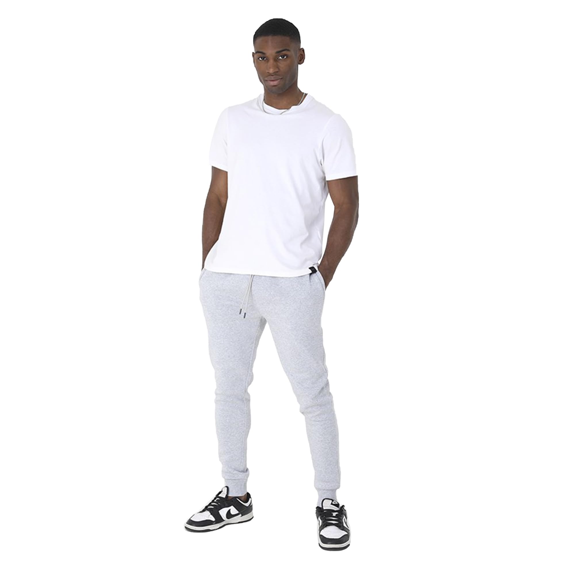 (Light L) Brave Soul Mens Joggers Fleece Bottoms Casual Gym Cuffed Sweatpants Trousers New Grey