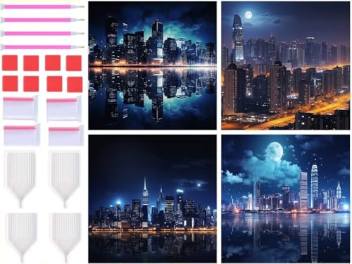 Kit Complet 5D Diamond Painting Scène de Nuit 40x40cm T-7229