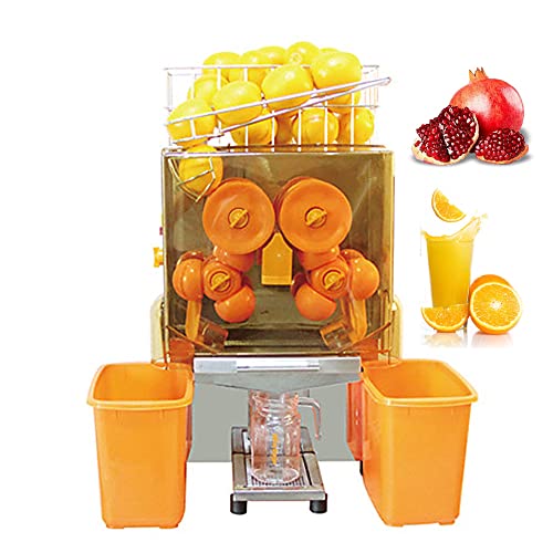 Commercial 110V Orange Juicer Machine, Slow Masticating Juicer Extractor with Plastic Filter Box, Easy to Clean Auto Peeling Electric Citrus Jucer Squeezer Making Machine for Orange,Juice,Grapefruit