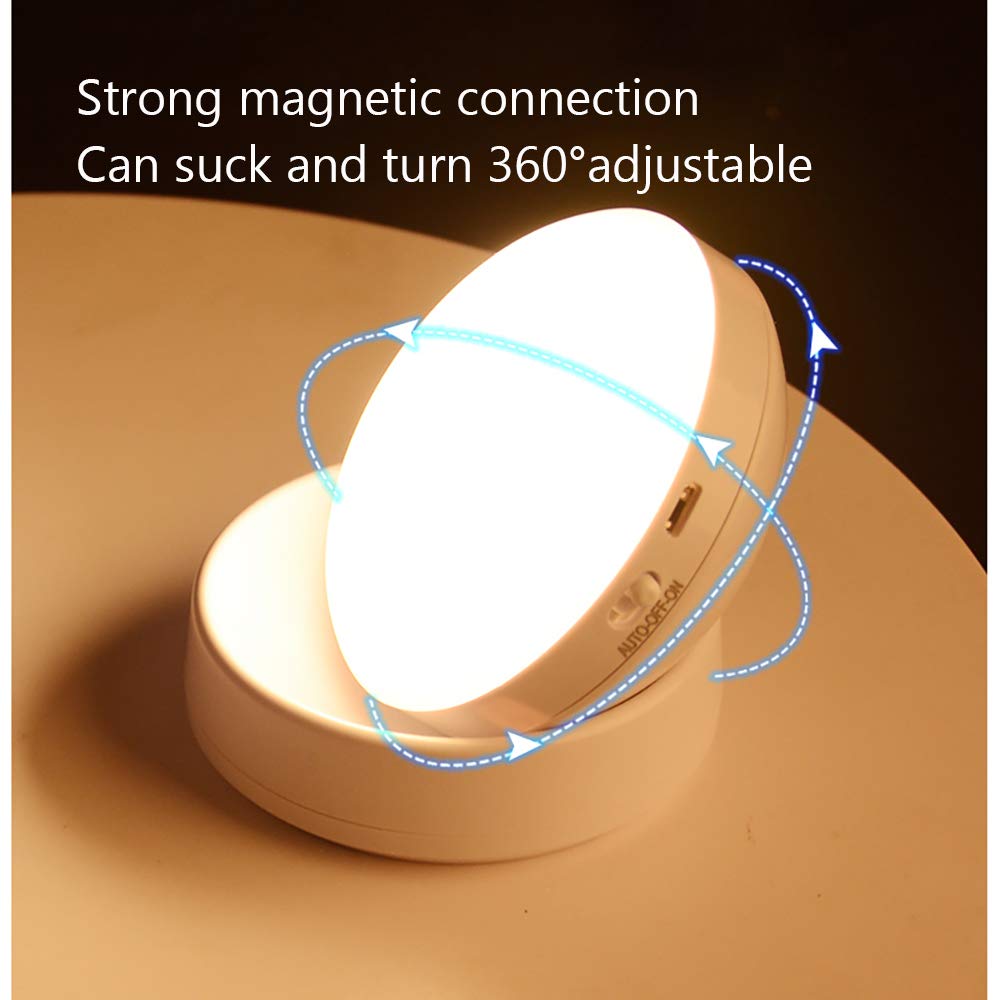 La luz del Sensor, Armario de luz, luz de Noche LED portátil, 360 ° de rotación, USB Recargable, Base magnética, Doble Modo de inducción de luz, medioambiental y de Ahorro de energía