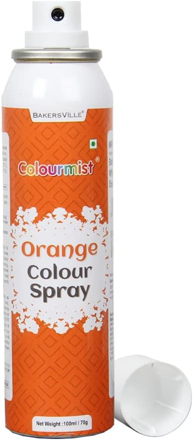 Colourmist Premium Edible Colour Spray (Orange), 100ml | Cake Decorating Spray Colour for Cakes, Cookies, Cupcakes Or Any Consumable For A Dazzling Effect, Orange