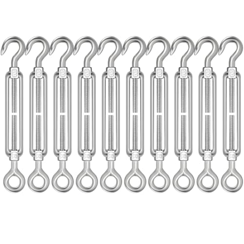 Spiglamm 10PCS M8 Hook & Eye Turnbuckle 304 Stainless...