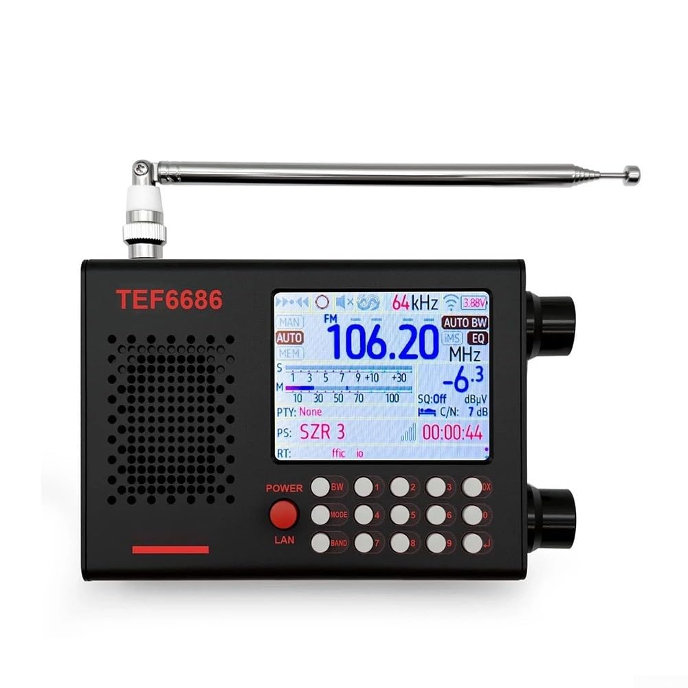 TEF6686 Radio portátil de onda corta con receptor DSP, banda completa AM/FM/SW/LW, 5000 mAh, conector de 3,5 mm para viajes y camping