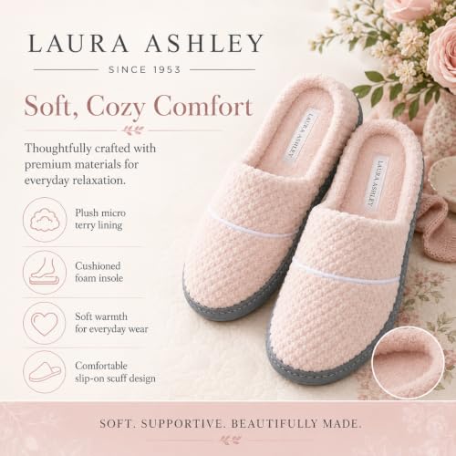 Image of Laura Ashley Women's Spa Slip-On Rugged Scuff Slipper, Non-Slip House Slippers with Cushioned Insole for Ladies
