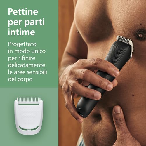 Rifinitore Philips Multigroom serie 3000 tutto in uno 9 in 1 - Rifinitore per barba, capelli e corpo, lame autoaffilanti delicate sulla pelle, 12 impostazioni di lunghezza, Modello MG3946/15 - Immagine 5