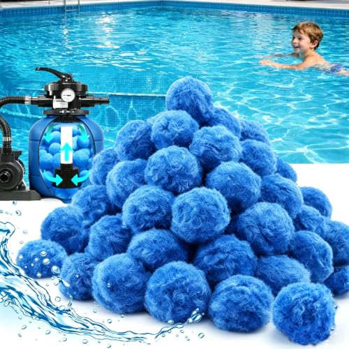 Pool Filter Balls for Sand Filter 4.5LB Replace 150LB Sand Reusable Pool Filter Media for Pool Pump High Efficiency 3-5 Micron Filtration Lightweight Filter Balls for Above Ground & Inground Pools