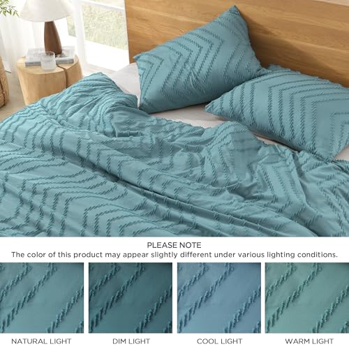 Image of Litanika Boho Full Comforter Set, 3 Pcs Grayish Teal Lightweight Bedding