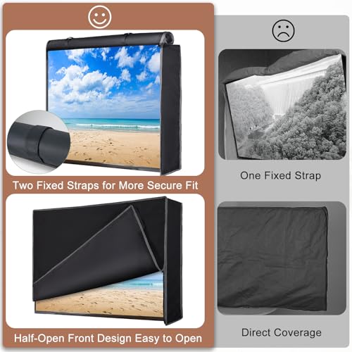 Basumee Outdoor TV Cover 40 to 43 inch Waterproof Weatherproof TV Cover for Outside Half-covered Front with Double Waterproof Zipper 600D Thick Fabric TV Enclosure Protectors For Outdoors, Black - image 5