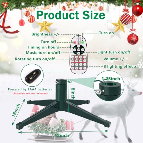 Axcoix HLCTS 𝐌𝐮𝐬𝐢𝐜𝐚𝐥 Rotating Christmas Tree Stand, Adjustable Tree Stands With Remote Control Music, Speed And Light, Artificial Christmas Tree Stand For Up To 8 Ft 100 Lb Tree thumb #1