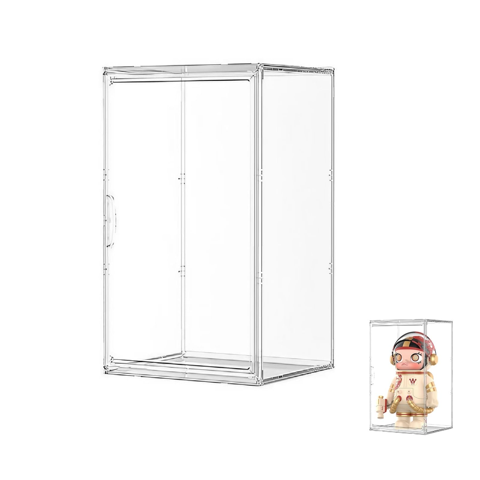 Acryl Vitrine Schaukasten, Glasvitrine mit Magnettür für Action Figuren, Modellautos, Sammelfiguren, Aufbewahrung Multifunktional Display Case, Selbstmontage/Stapelbar/Staubdicht (50×37×29cm)