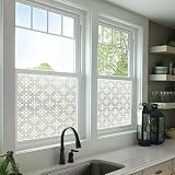 ChicSkin Pure White Frosted Privacy Stained Glass Window Film, Removable Static Cling Glass Decals D