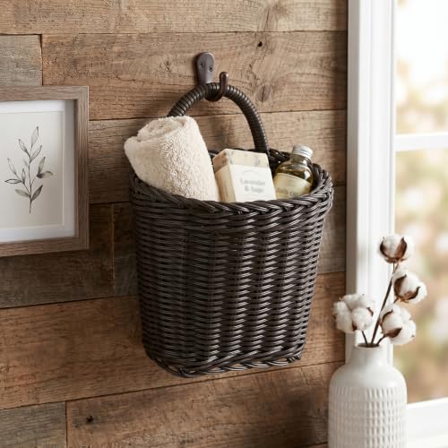 Cesta de pared colgante tejida decorativa para almacenaje 6