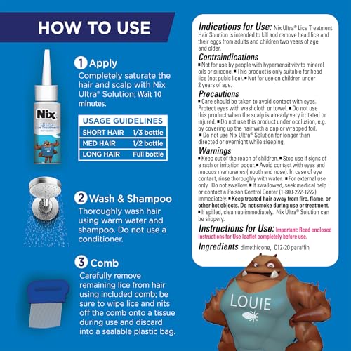 Image of Nix Lice Treatment Hair and Home Kit, Ultra Hair Solution (3.4 Fl Oz), Home Defense Bedbug and Lice Killing Spray (5 Fl Oz)