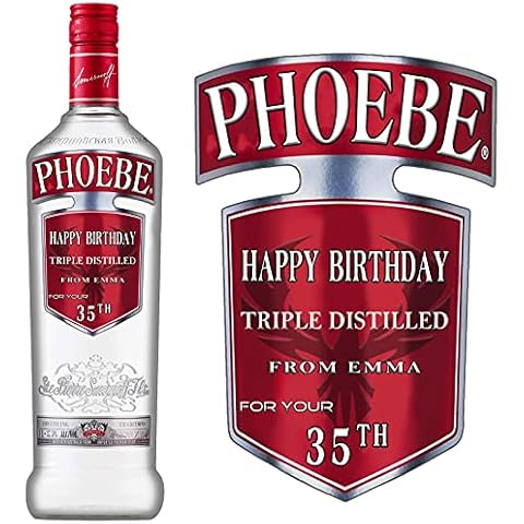 Personalised Sticker Label for Smirnoff Vodka Bottle Birthday Any Occasion Cover
