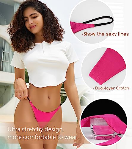 Image of chahoo Sexy Underwear for Women Thong Low Rise G-String Panties 5-Pack Low Waist T Back String Underpants Gift for Women