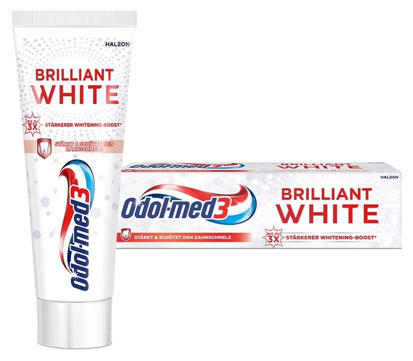 Odol-med3 Brilliant White, bis zu 3x stärkerer Whitening Boost* für natürlich weiße Zähne, 75 ml