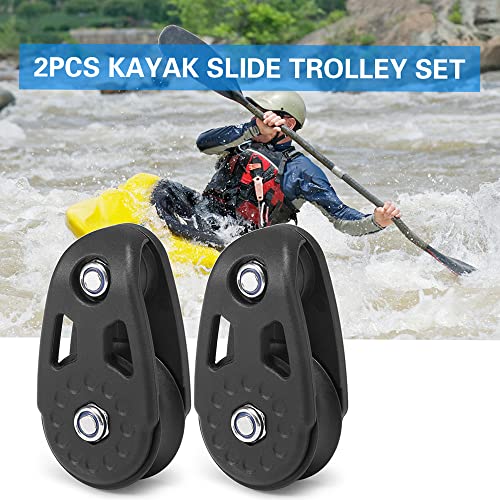 VOOCHIE 2 PCS Kayak Slide Rail Anchor Trolley Kit Polia Blocks para Kayak Canoe Boat