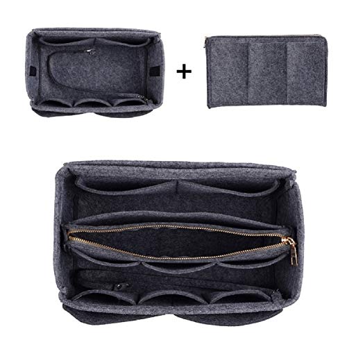 ZTUJO Purse Organizer Insert, Felt Bag Organizer with Metal Zipper, Handbag & Tote Shaper, For Speedy Neverfull Tote, 7 Sizes(Large, Grey) by ZTUJO - Used condition - Image 5