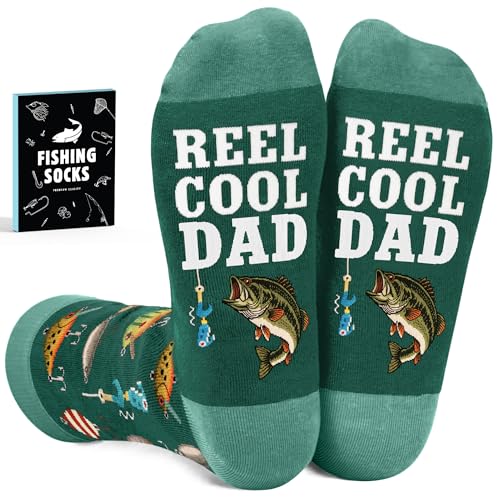 Fishing Gift For Dad - Fathers Day Fishing Gift Funny Socks For Men Unique Dad Presents Grandpa Surprise Angling Gear Accessories Fun Novelty Socks Ideal For Retirement Or Birthdays