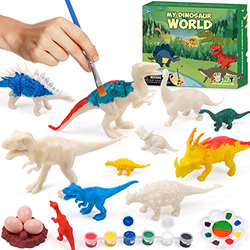 DigHealth Kids Crafts and Arts Set, 3D Dinosaurs Toys Painting Kit Paint Your Own Dinosaur Figurines Set, DIY Gift for Kids Boys Girls Age 4 5 6 7 8 Years Old