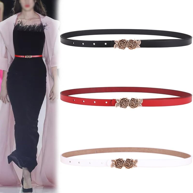 Women's Decorative Belt With A Dress Cowhide Small Belt Suit Jacket Sweater Belt(D)2