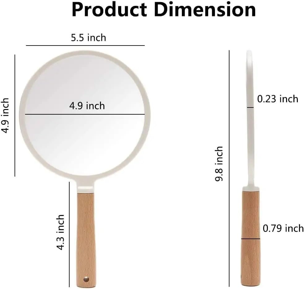 Image of Single Sided Handheld Vanity Mirror for Travel | Portable Face Mirror with Comfy Handle & Hanging Hole | Small Rectangular Makeup Hand Mirror for Men & Women (Multicolor, 25 x 14 cm) Round