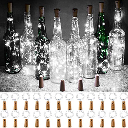 Olafus Cork Lights for Wine Bottles, 24 Pack 20 LEDs Mini Cork Fairy