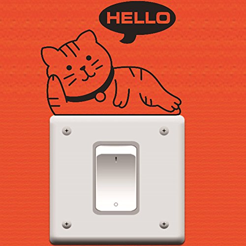 Removable Switch Sticker, 4 Pcs Cute Black Sleeping Cats Cartoon Wall Sticker miniatura 3