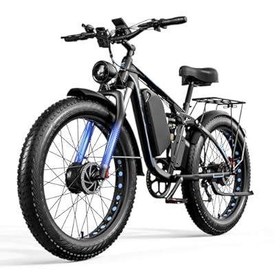 Pudari EB7Pro - Bicicleta eléctrica para adultos con motor dual de 52 V 23 Ah batería de iones de litio frenos de disco hidráulicos de 26 pulgadas neumático grueso bicicleta de montaña eléctrica