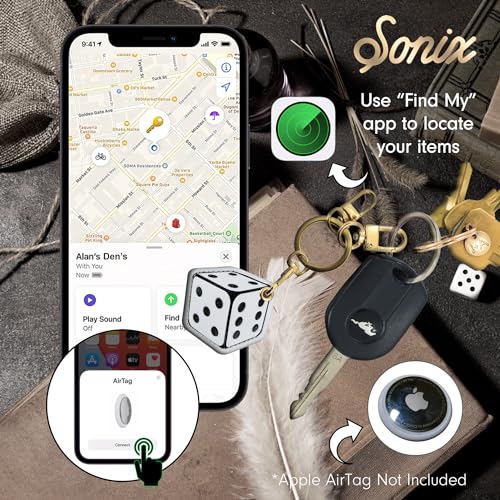 Image of Sonix Keychain Case Compatible with Apple AirTag | Protective Cover Keychain for AirTags | Dice