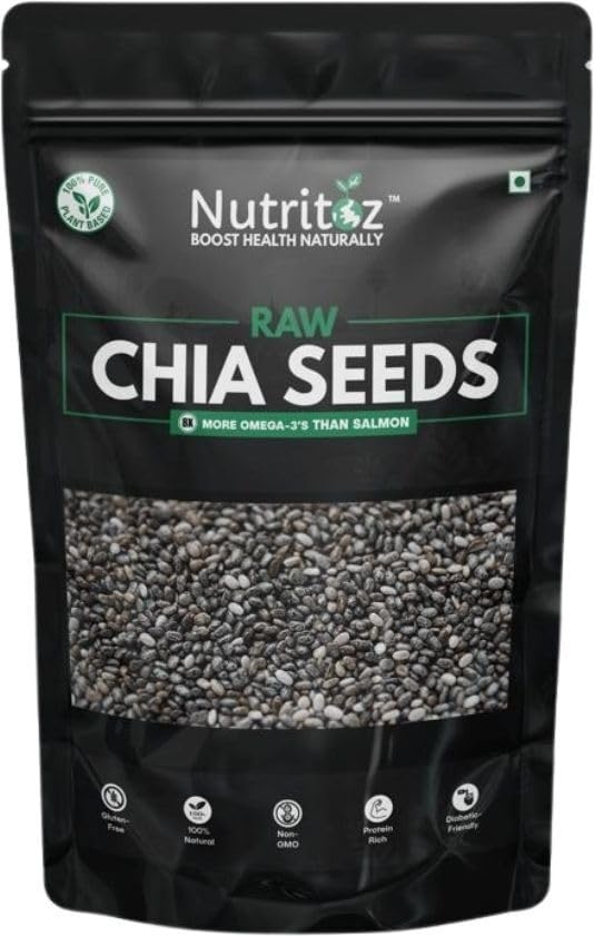 Image of Nutritoz Raw Chia Seeds, Flax, Pumpkin & Sunflower Seeds Combo - 50gm Pack Of 4 Brown (4 X 50 g)
