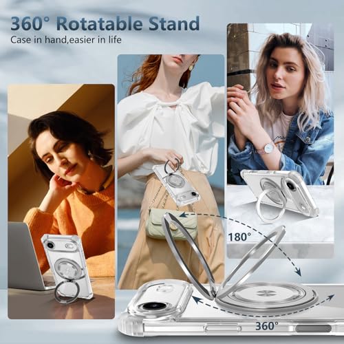 Image of Cubix Back Cover Case for iPhone Air Hard PC + TPU | Metal Ring Kickstand | 1500g Magnetic Hold | 360 Rotating Stand | Military Drop Protection | Air Cushioned Corners
