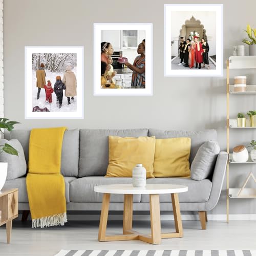Image of JCJMY 22x28 Picture Frame with 18x24 Mat, Display Photo 18x24 with Mat or 22 x 28 Without Mat, Wall Hanging Large 22 by 28 Poster Frame with Plexiglass, White