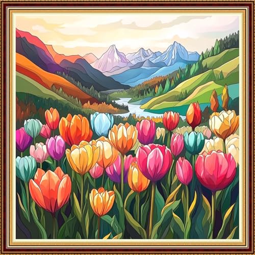 Image of Funart Stamped Cross Stitch Kits for Beginners Full Range of Cross Stitching Preprinted Embroidery Kits for Adults, 11CT Embroidery Pattern Needlepoint Kits- (ArtColors23)