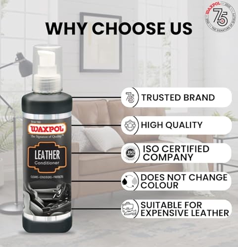 Image of Waxpol Leather Conditioner 200ml (Set of 24) - Cleans, Softens,Moisturises & Preserves Leather use on Jacket, Handbag, Wallet, Belt, Sofa, Car Seats