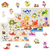 Wooderma Holzpuzzle 1 Jahr | Steckpuzzle Holz für Junge und Mädchen 12-36 Monate | Montessori Spielzeug Holzspielzeug Baby | Kinder Greifpuzzle Weihnacht Geburtstag Geschenk