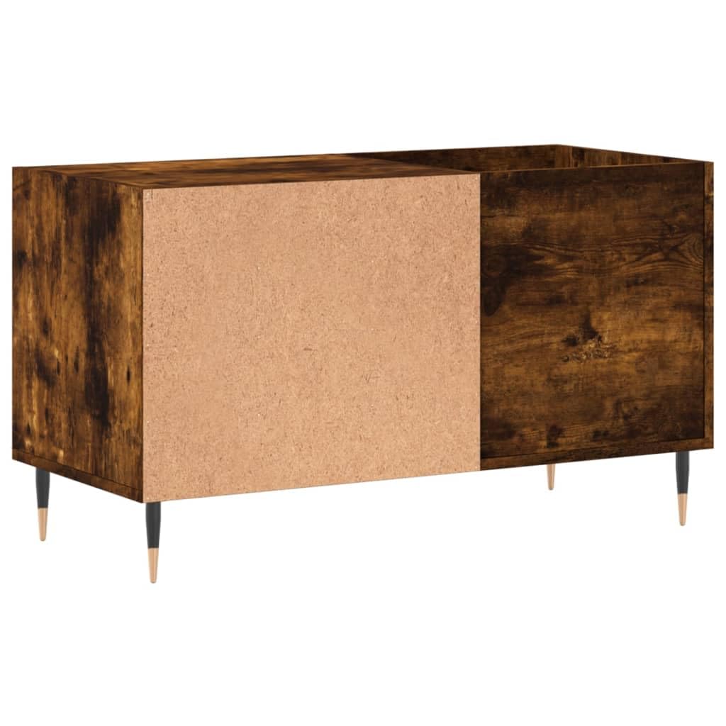 Armadio per dischi in legno di quercia affumicata, 85 x 38 x 48 cm, stile vintage, in vinile, con gambe in ferro, per il soggiorno