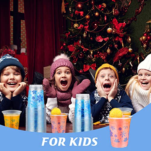 Meanplan LO-MEANPLAN-1775 100 Pieces Snowflake Cups, Disposable Plastic Clear Party Cups Winter Party Favors For Kids Birthday Holiday Baby Shower Party Decoration Guest Coffee Tea Water Milk Drinking Supplies thumb #3