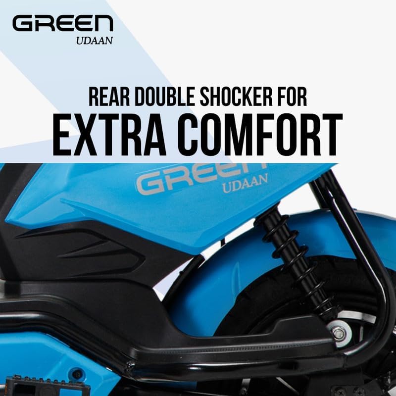 Image of Green Udaan Low Speed Electric Scooter Non RTO 80KM Range Lithium Battery with Portable Charger (Blue)