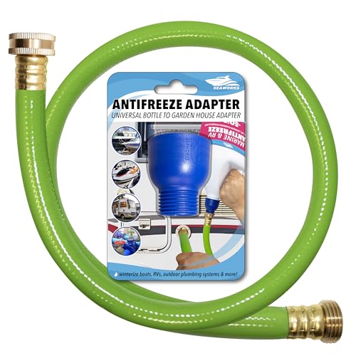 Antifreeze Bottle Adapter with 3 FT Hose Kit for No Spill Winterization of RV Camper Boat Marine. Secure Connection for Practical and Convenient Winterizing