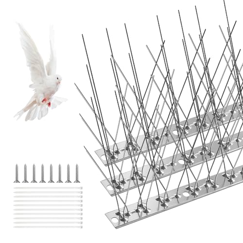 AMFUN 3 PCS Pinchos Antipalomas, para disuadir Cuervos y pájaros pequeños, con Base de Acero Inoxidable, para techos y Ventanas (25 cm)