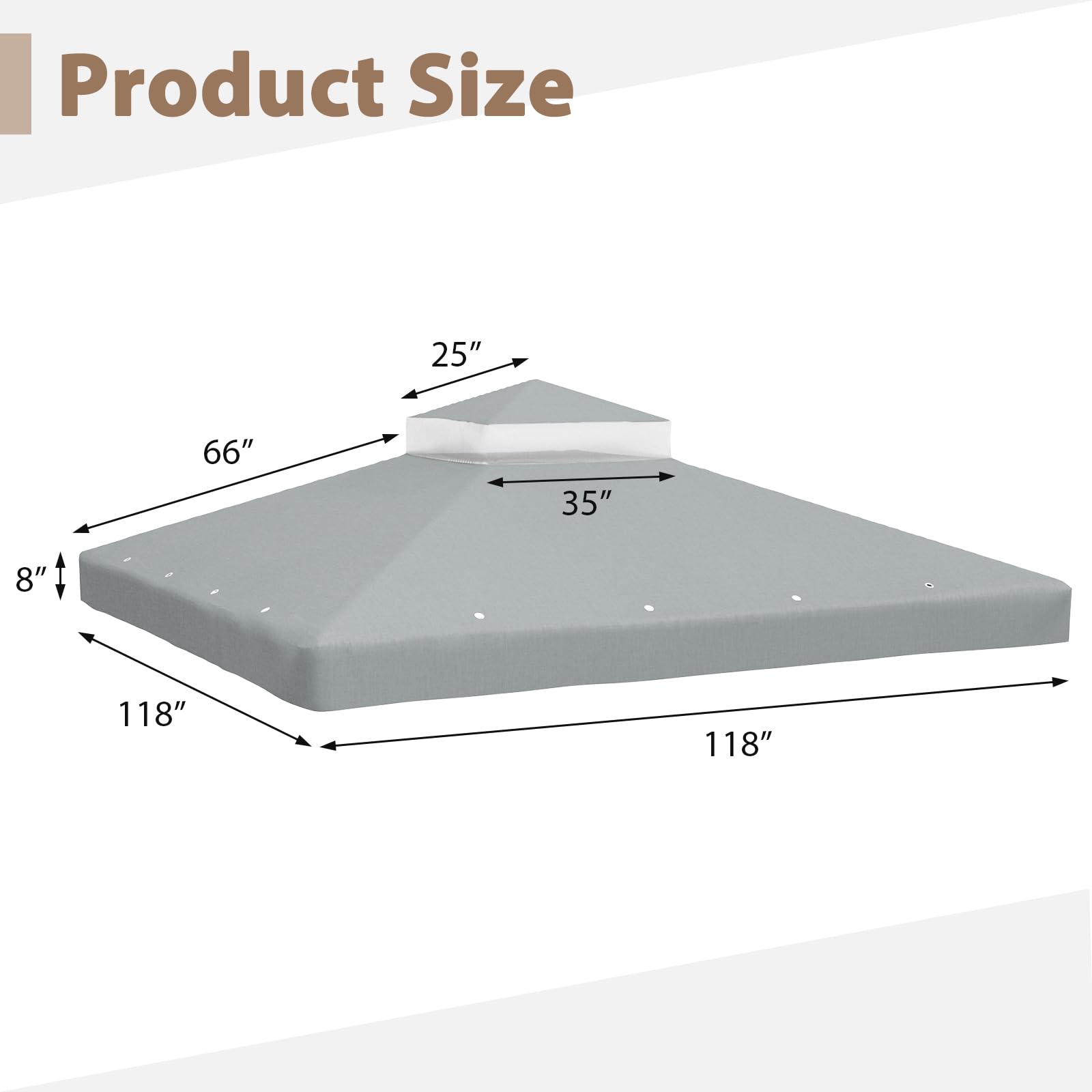 Baldachin-Ersatzplatte 3x3 M – Wasserdicht, 420D Polyester – Für Gerade Beinrahmen – Mit Klettverschlüssen & Winddichten Seilen