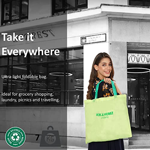 Image of KIKA Homs Pockety Foldable Shopping Bag for Grocery - Folds to Pocket Size, Tote Grocery Shoulder Handbag Travel Bag