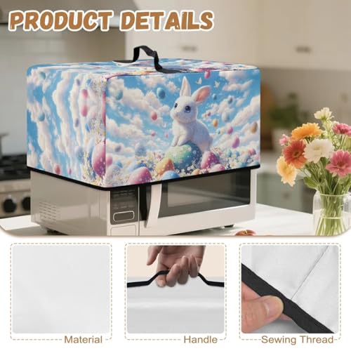 Image of Countertop Oven Cover Protective Toaster Oven Dust Cover Decorative Easter Party Holiday Indoor Decor, L, 20.9 x 15.7 x 12.4 Inches, Bunny Easter Eggs Daisy Pattern Blue