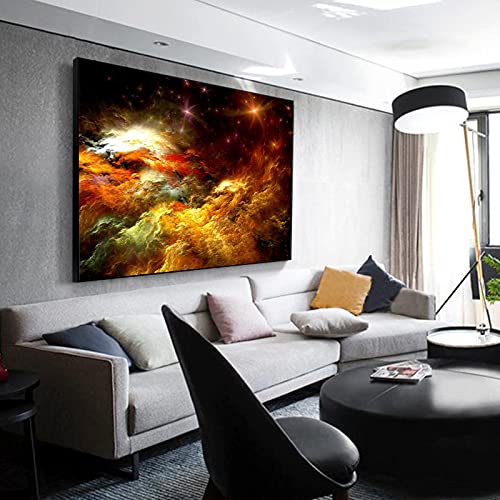 ZMFBHFBH Nordic Large Big Living Room Decor Poster Orange White Smoke Framed Abstract Canvas Wall Canvas Painting Posters 80x115cm(32x45in) With Frame Cover