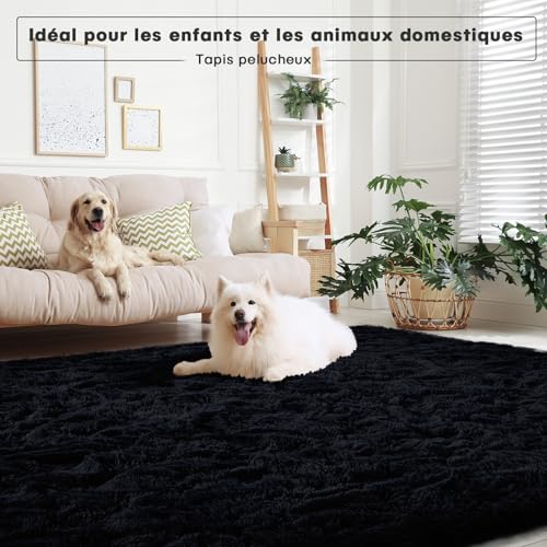 Tapis à poils longs moderne 160x230 cm haute densité doux - 6
