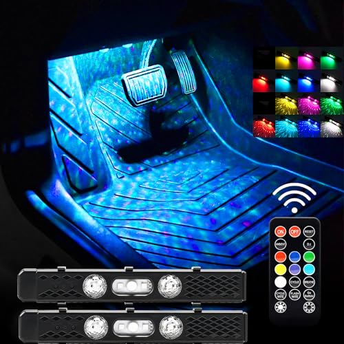 Car Led Lights Interior Wireless with Remote RGB Sound Control, USB Charge & Atmosphere Lights, Ambient Neon Accent Starry Lighting Kits, Wireless Interior Car Lights (2)